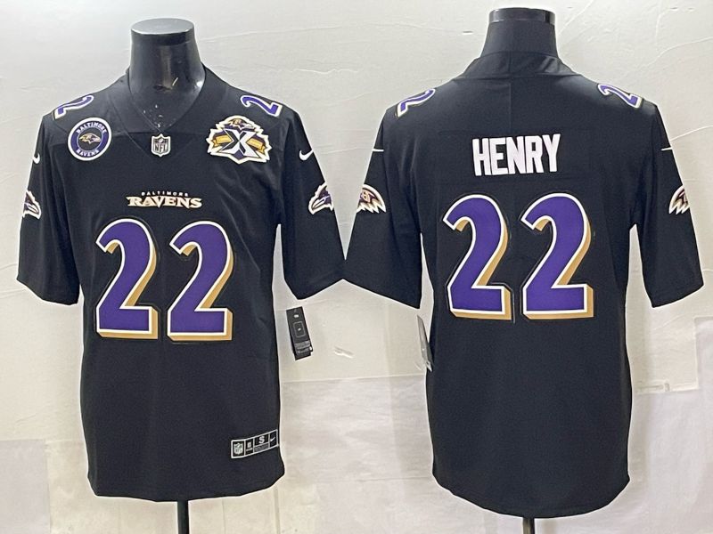 Men 2025 Nike Baltimore Ravens #22 Henry Black Limited NFL Jersey style 014